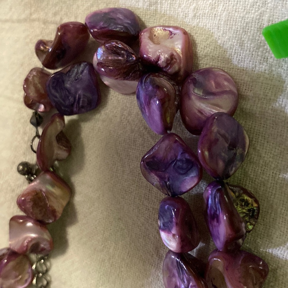 Purple sea shell necklace